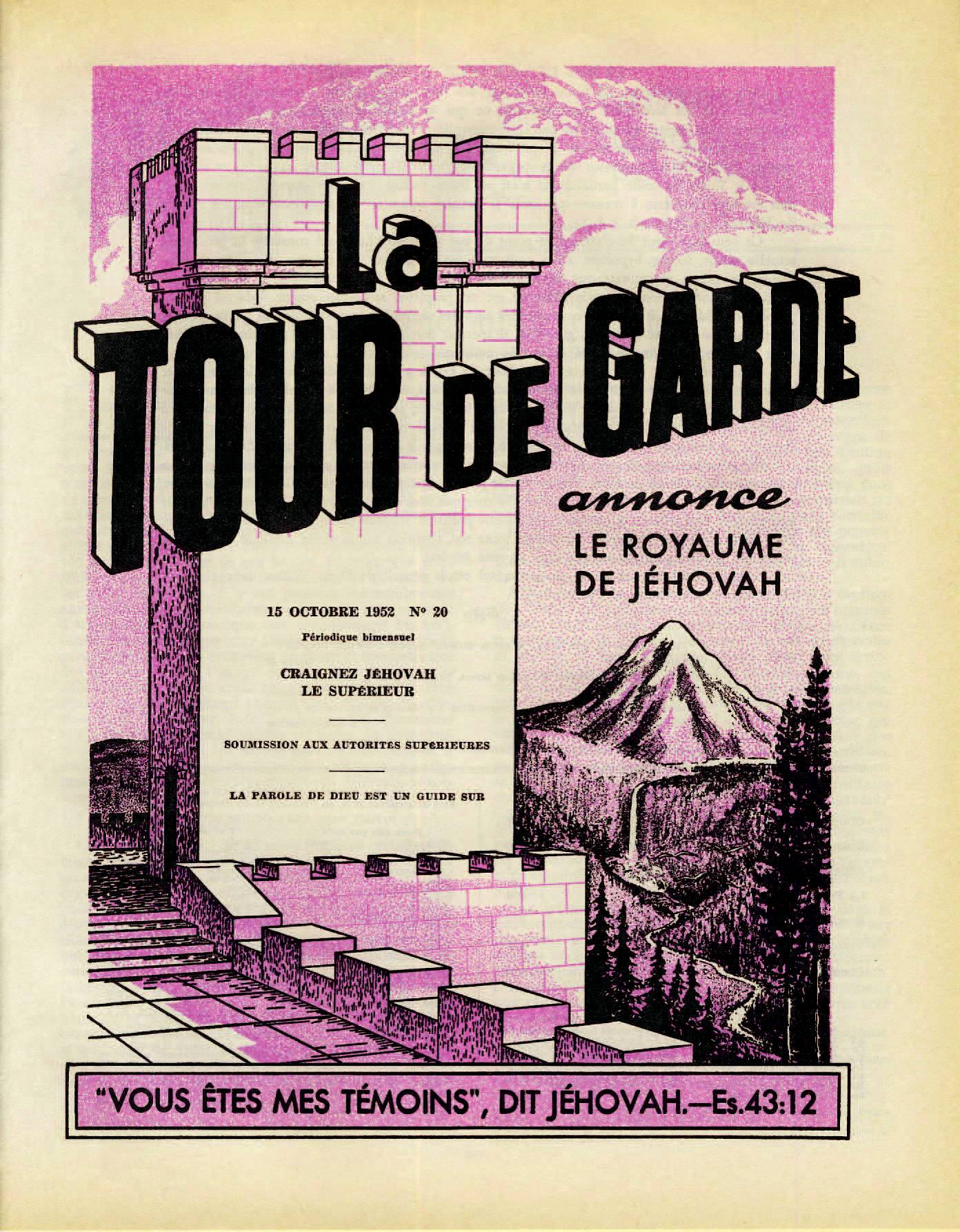 iLes autorités supérieures - Page 2 La-Tour-de-Garde-15-Octobre-1952-Cover
