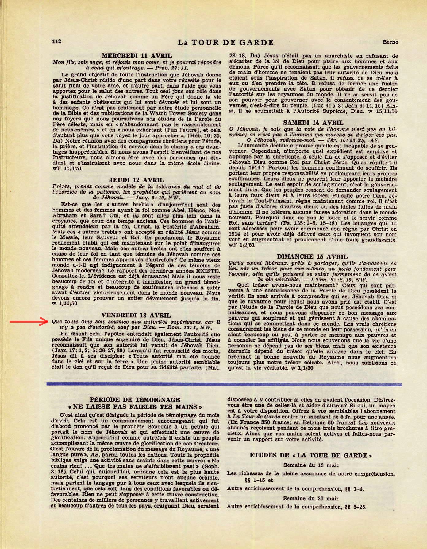 iLes autorités supérieures - Page 2 La-Tour-de_Garde-1-Avril-1951-p112