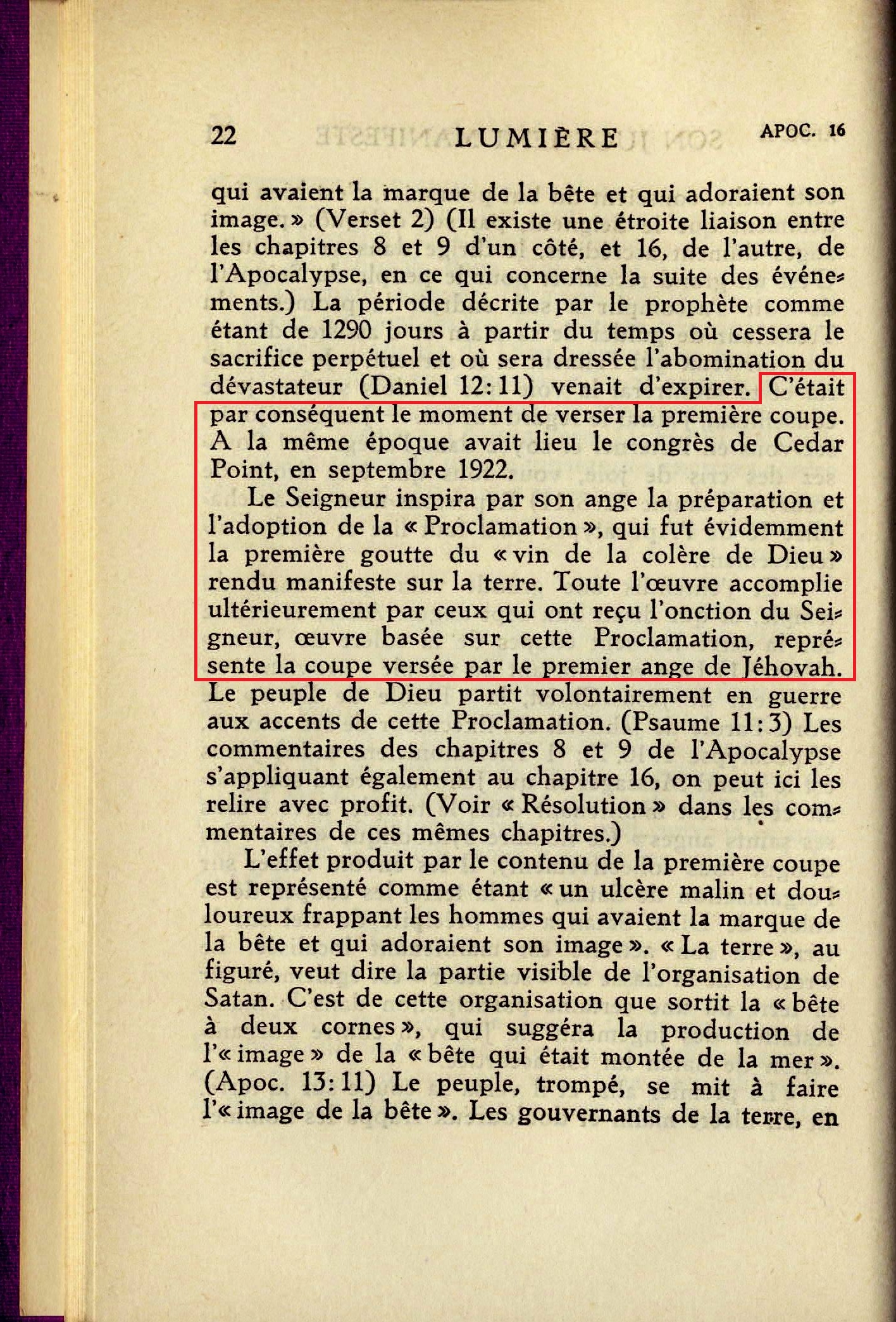 La première coupe versée = Le Volume I des Etudes des Ecritures Lumiere-Vol2-1930-p22-Coupe1